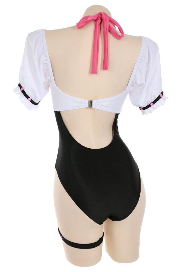 Maillots de bain dérivés Draculaura pour femmes Maillot de bain une pièce croisé sur le devant gainant avec ornements sur la poitrine et anneau pour les jambes