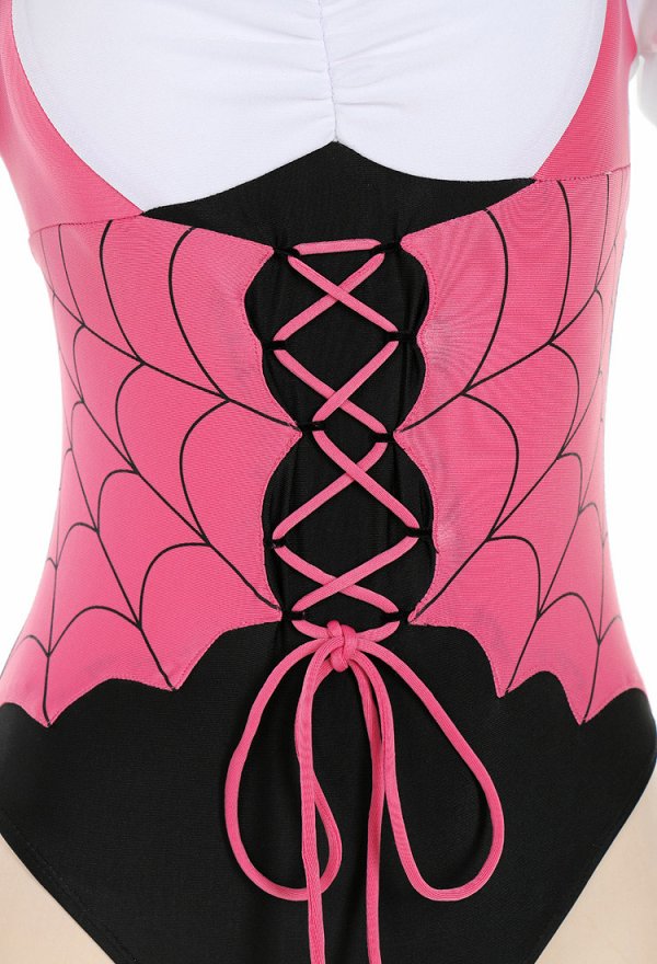 Maillots de bain dérivés Draculaura pour femmes Maillot de bain une pièce croisé sur le devant gainant avec ornements sur la poitrine et anneau pour les jambes