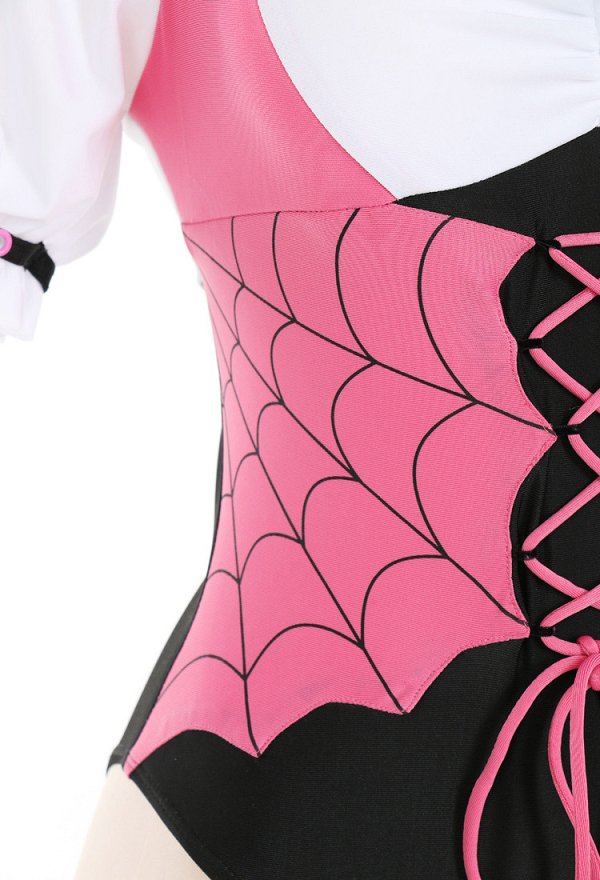 Maillots de bain dérivés Draculaura pour femmes Maillot de bain une pièce croisé sur le devant gainant avec ornements sur la poitrine et anneau pour les jambes