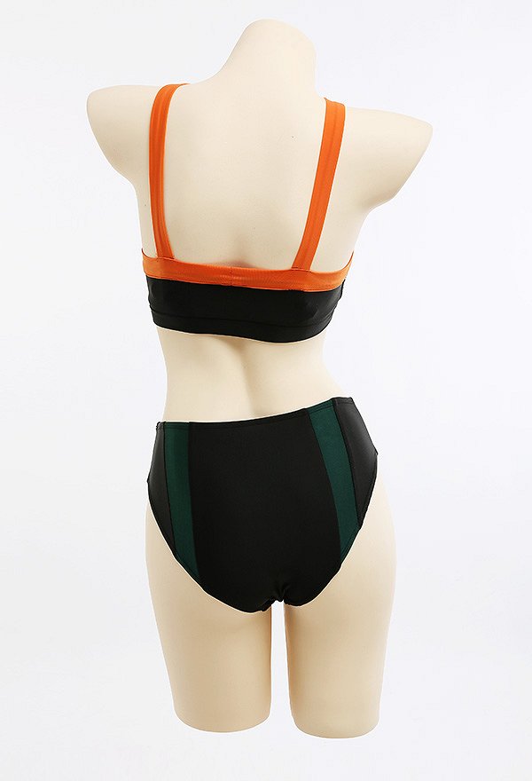 Halter Swimsuit for Bathing Sexy Bikini Set Color Contrast Top and Low Waist Shorts Two Piece Bathing Suit Swimwear