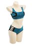 Trajes de baño Camisola empalmada para baño Conjunto de bikini dividido Anillos de metal Top y pantalones cortos de cintura baja Traje de baño de dos piezas Traje de baño
