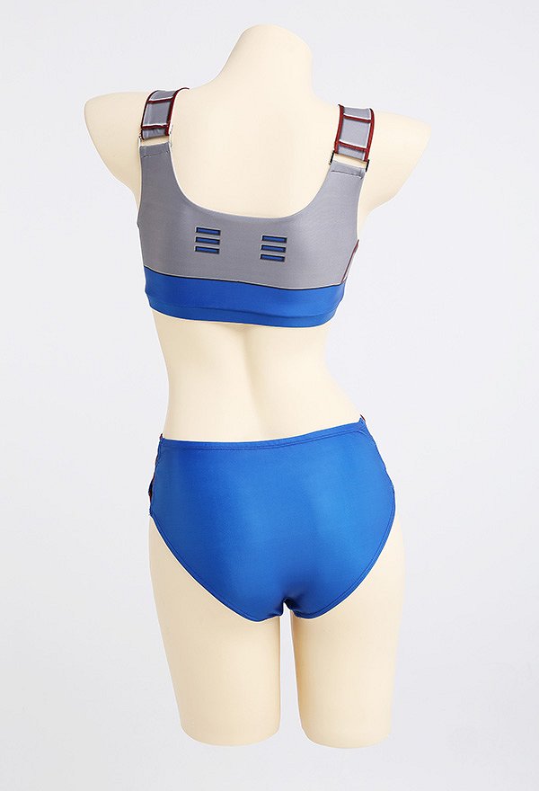 Bañador azul para bañarse Conjunto de bikini Top con cremallera y braguita Bañador de dos piezas Traje de baño