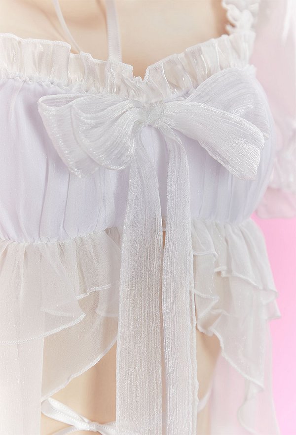 Goddess of Victory: Nikke Dorothy Serendipity Skin Cosplay Zweiteiliger Badeanzug Swimsuit Bikini Rüschen Oberteil Slip Kopfbedeckung Halsstück