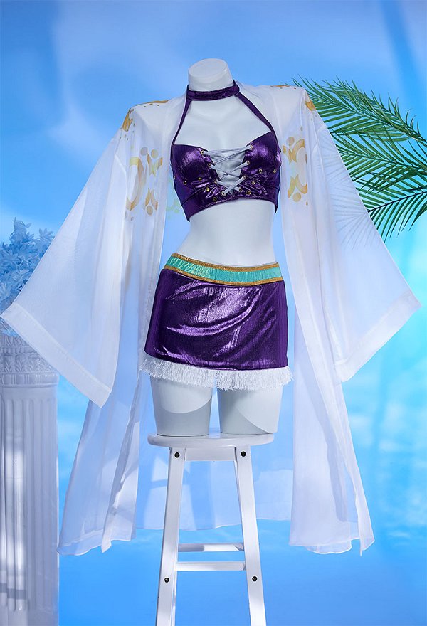 Traje de baño de dos piezas OP Robin con top con cuello halter y falda, traje de baño con pareo de gasa Traje de baño de dos piezas OP Robin con top con cuello halter y falda, traje de baño con pareo de gasa