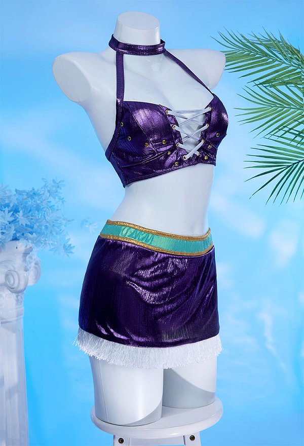 Traje de baño de dos piezas OP Robin con top con cuello halter y falda, traje de baño con pareo de gasa Traje de baño de dos piezas OP Robin con top con cuello halter y falda, traje de baño con pareo de gasa