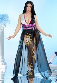 Boa Derivative One Piece Swimsuit Deep V Halter One Piece Bathing Suit with Wrap Skirt