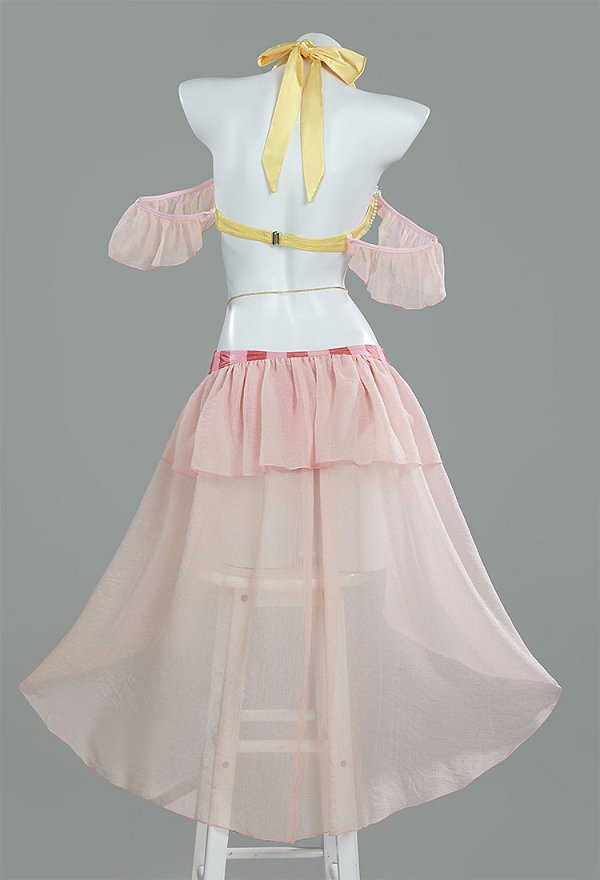 Traje de Baño de Dos Piezas Derivado de Princesa Sirena Top Halter Bañador con Mangas y Cadena en la Cintura Traje de Baño de Dos Piezas Derivado de Princesa Sirena Top Halter Bañador con Mangas y Cadena en la Cintura