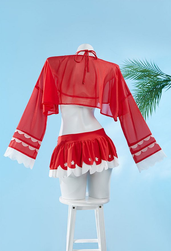 Perona Derivada Traje de baño de dos piezas con estampado Halter Top Falda Traje de baño con cubierta de gasa Perona Derivada Traje de baño de dos piezas con estampado Halter Top Falda Traje de baño con cubierta de gasa