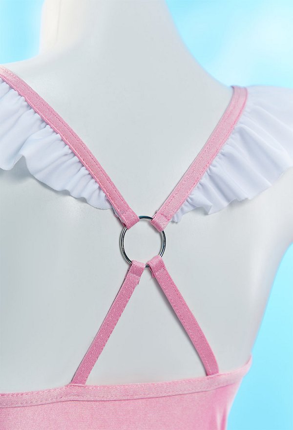 Puella Magi Madoka Derivado Cosplay Lindo traje de baño enterizo estampado con pinza para el cabello con lazo Puella Magi Madoka Derivado Cosplay Lindo traje de baño enterizo estampado con pinza para el cabello con lazo