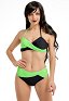 Miccostumes Trajes de Baño Verde Negro Contraste Sexy Conjunto de Bikini Sujetador Halter y Braga de Dos Piezas
