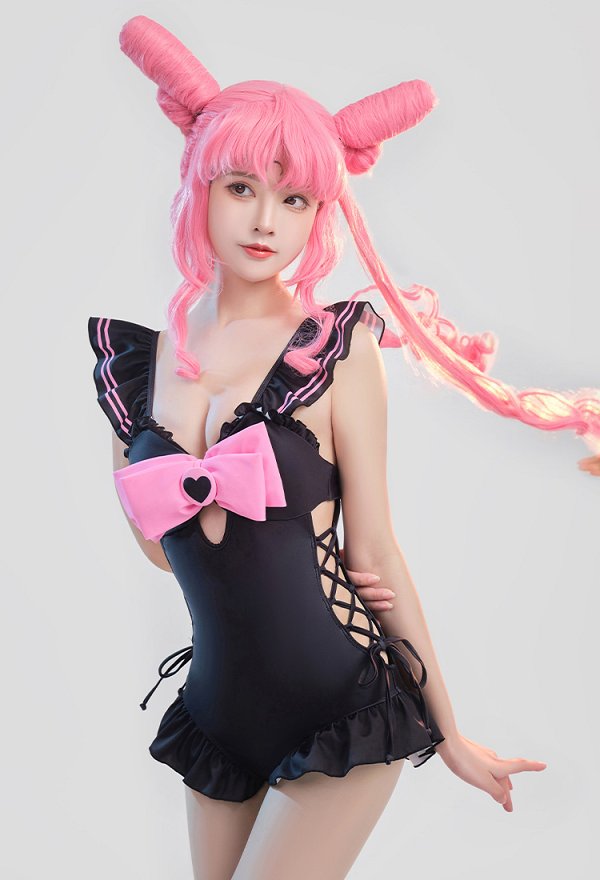 Sexy Swimsuit for Bathing Ruffled Bowknot Bathing Suit Lace-Up One-Piece Swimwear