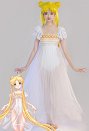 Princess Serenity Derivative Traje de Baño de una Pieza con Cordones Recortado con Falda Cruzada de Gasa