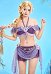 Maillot de bain deux pièces dérivé de la princesse aux cheveux longs haut dos nu et jupe avec chaîne à la taille