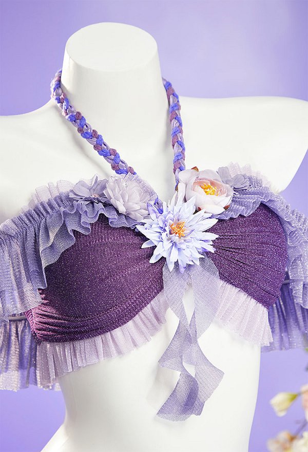 Tangled Rapunzel Derivado Traje de baño de dos piezas con top halter y falda con cadena en la cintura