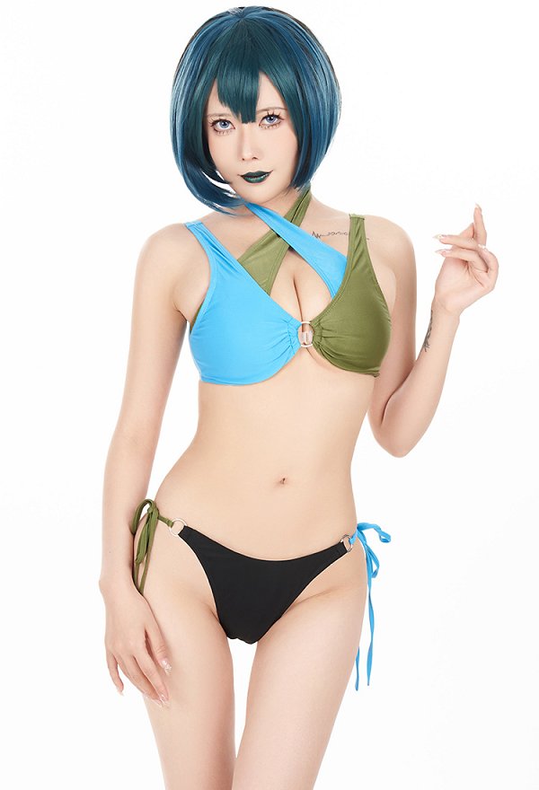 Gwen Derivative Swimsuits for Women Swimwear Sexy Bathing Suit Halter Top and Shorts Bikini Sets with Skirt