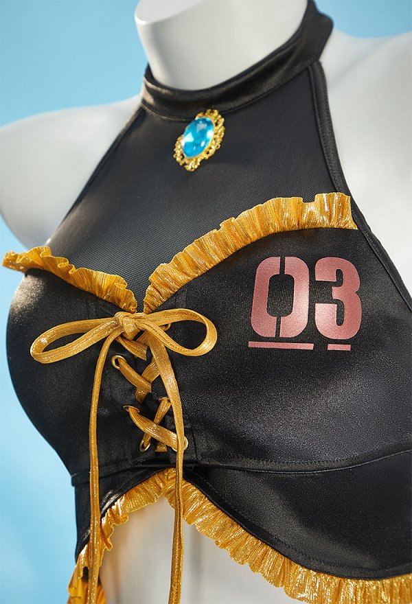 Vocal Luka Derivado Traje de baño de dos piezas con top halter y ropa interior con falda y mangas de tul. Vocal Luka Derivado Traje de baño de dos piezas con top halter y ropa interior con falda y mangas de tul.