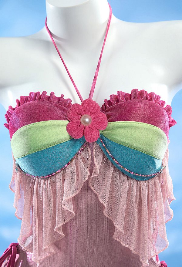Flora Derivative One Piece Badeanzug Feenrosa Hohler Neckholder Swismuit mit Kettenärmeln Flora Derivative One Piece Badeanzug Feenrosa Hohler Neckholder Swismuit mit Kettenärmeln