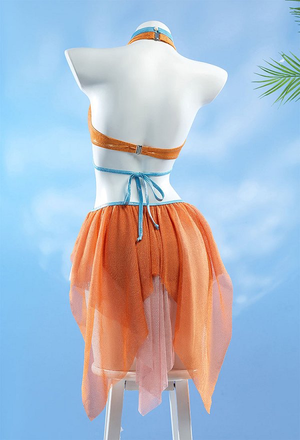 Stella Derivative One Piece Swimsuit Badeanzug Hohl Unregelmäßig Rüschen Badeanzug mit Handschuhen Halskette Stella Derivative One Piece Swimsuit Badeanzug Hohl Unregelmäßig Rüschen Badeanzug mit Handschuhen Halskette
