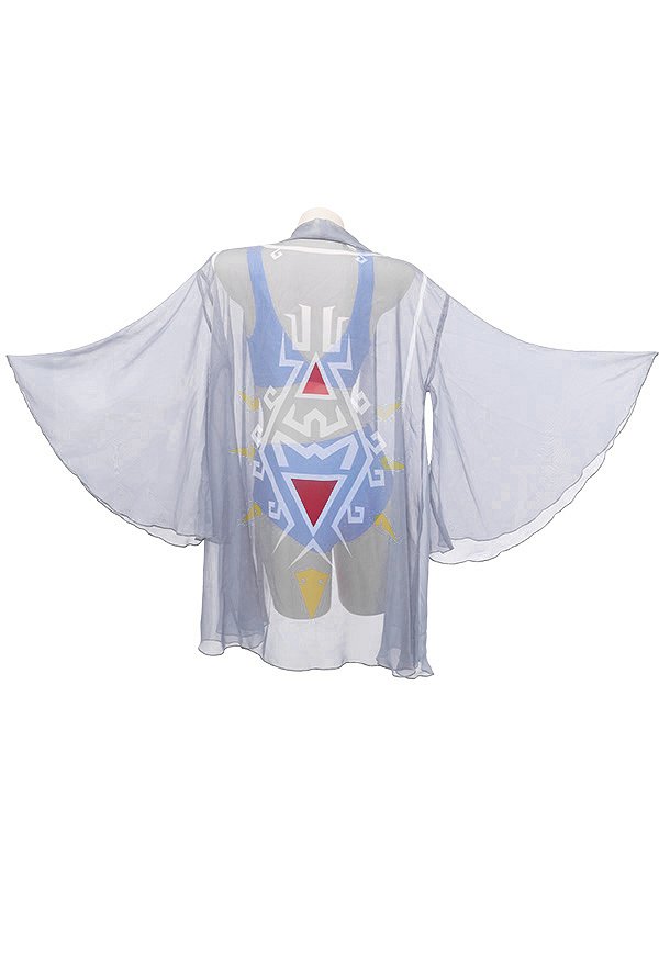 Imprimés dans le dos manches trompettes haori kimono en mousseline