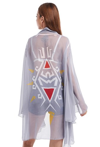 Imprimés dans le dos manches trompettes haori kimono en mousseline