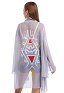 Imprimés dans le dos manches trompettes haori kimono en mousseline