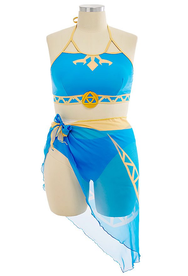 Swimsuits de Grande Taille Maillot de Bain Deux Pièces Bikini Bleu Style Princesse
