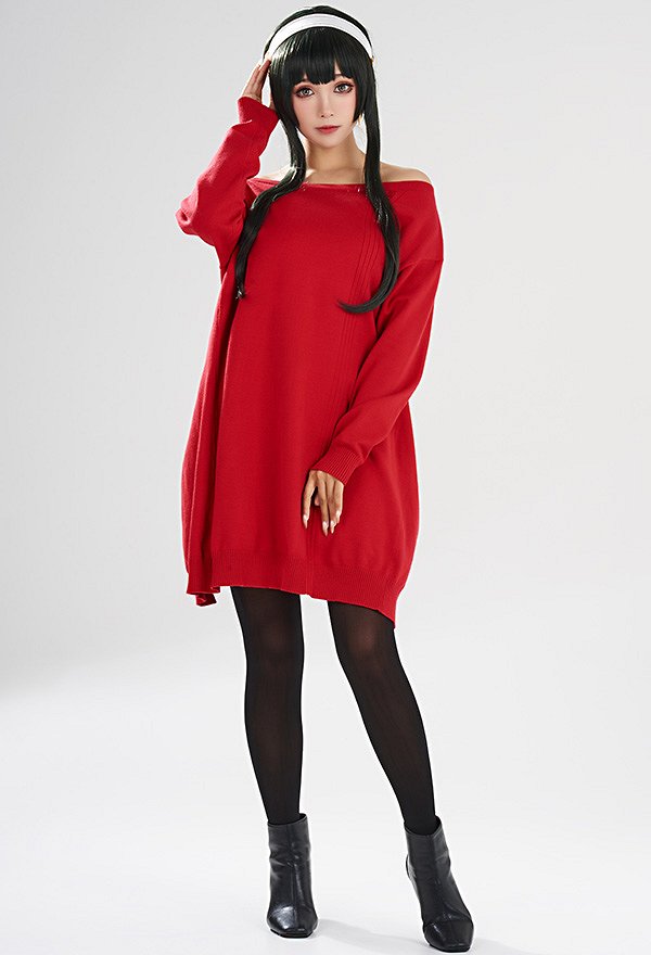 Spy House Yor Costume de Cosplay Jersey y Falda a la Cadera con Pantimedias