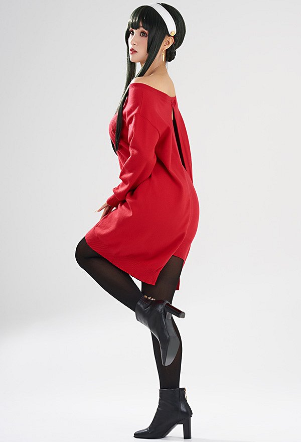 Spy House Yor Costume de Cosplay Jersey y Falda a la Cadera con Pantimedias