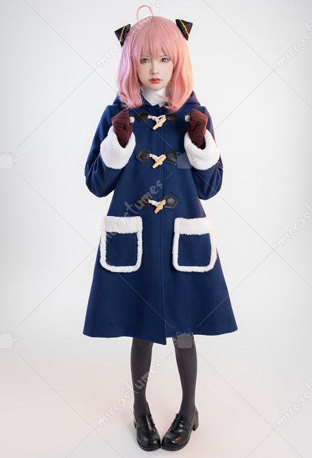 Spy House Anya Cosplay Kostüm Spion x Familie Cosplay Winter Mantel Langer Mantel und Pullover Set