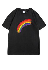 Pride Shirt Cotton Rainbow Pattern Short Sleeve Casual Summer Shirt
