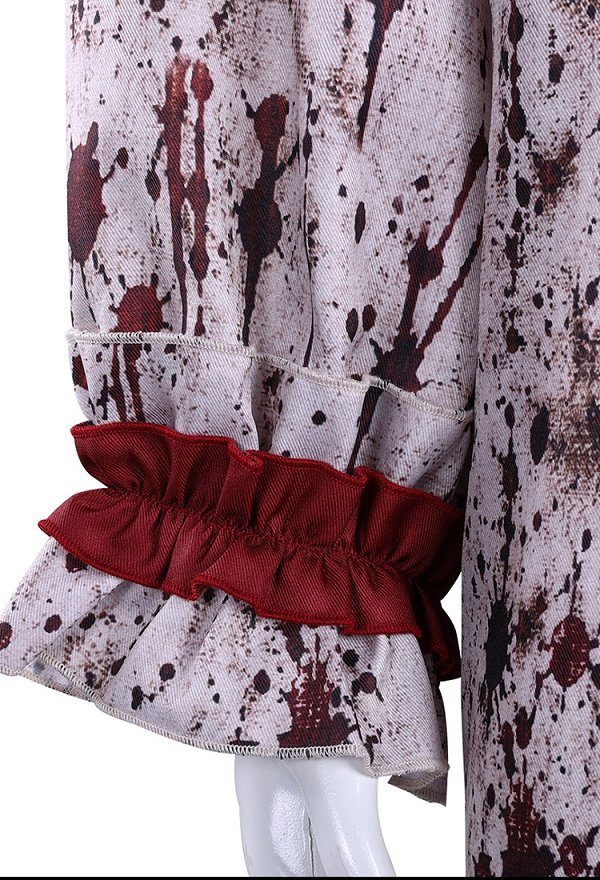Terrifier Derivative Bloodstained Print Outfit Set Color-blocked Striped Bodysuit with Shawl and Socks