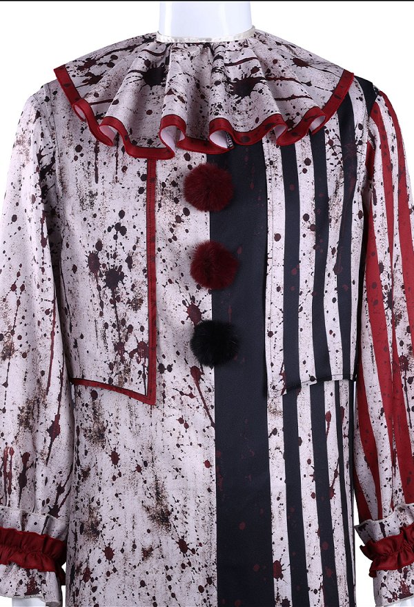 Terrifier Derivative Bloodstained Print Outfit Set Color-blocked Striped Bodysuit with Shawl and Socks