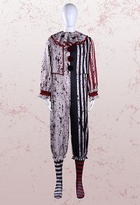 Terrifier Derivative Bloodstained Print Outfit Set Color-blocked Striped Bodysuit with Shawl and Socks