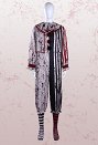 Conjunto de Body de Rayas con Estampado de Sangre y Bloques-de-Color Derivado de Terrifier con Chal y Calcetines