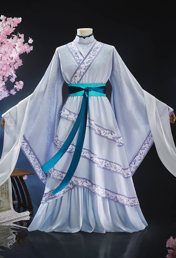 Kusuriya no Hitorigoto jinshi Moon Fariy Skin Cosplay Costume Wide-sleeved Top and Skirt with Tank Top and Waist Belt