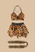 Costume de chasseuse des Croods tenue à imprimé tigre haut sans manches et jupe avec col en fourrure et chauffe-bras