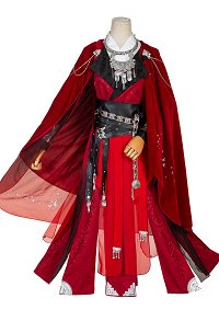 Tian Guan Ci Fu Heaven Official's Blessing Desparate Ghost King Hua Cheng Nether Song Crossing Collar Hanfu Chinese Traditional Cosplay Costume Full Set with Armguard Groups and Neck Accessory