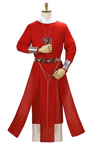 Tian Guan Ci Fu Heaven Official's Blessing Hua Cheng Red Crossing Collar Hanfu Chinese Traditional Cosplay Costume Full Set with Corset and Wristband