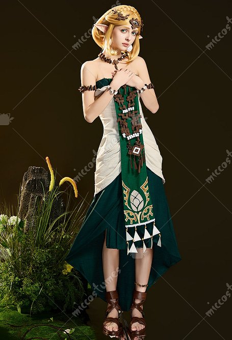 La Leyenda de Zelda: Tears Of The Kingdom Princesa Zelda Costume de Cosplay Vestido con Accesorios