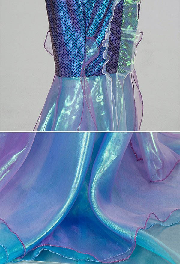 Mermaid Cosplay Costume Blue Shiny Bikini Top and Mermaid Skirt