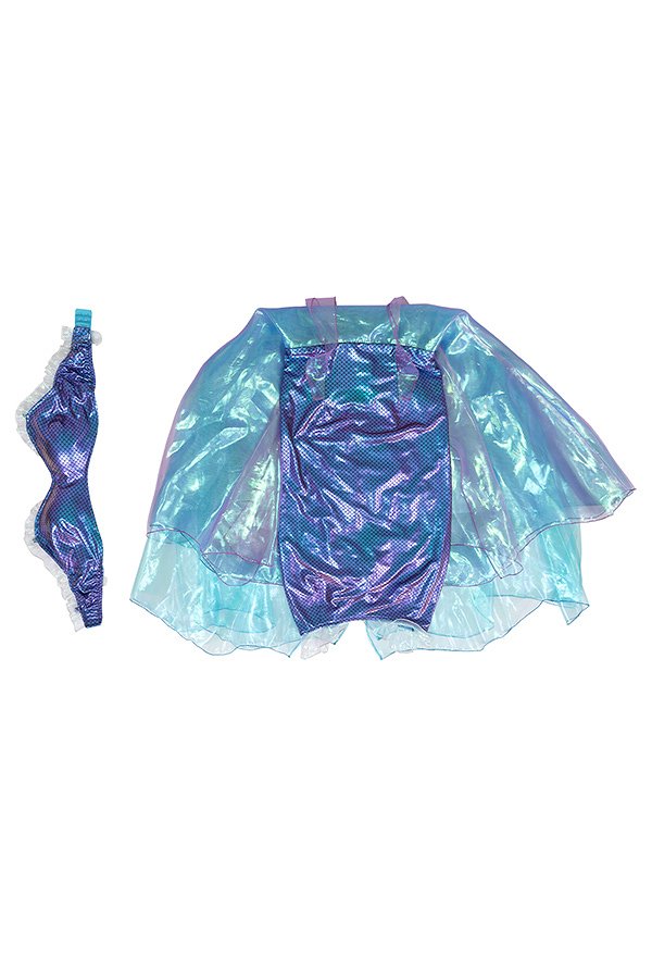 Mermaid Cosplay Costume Blue Shiny Bikini Top and Mermaid Skirt
