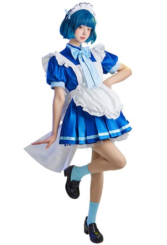 Tokyo Mew Mew Costume de Cosplay Mint Aizawa Robe Bleue Set Style Maid avec Accessoires