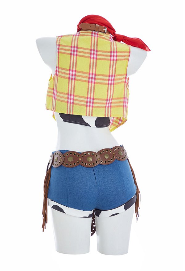 Disfraz de vaquera Woody de Toy Story: camiseta sin mangas y chaleco con pantalones cortos y sombrero