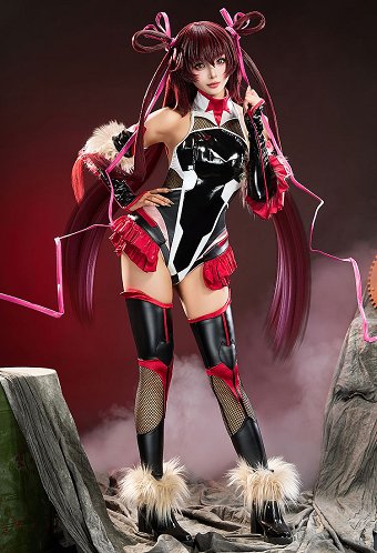 Taimanin Asagi Mizuki Yukikaze Cosplay Costume Bodysuit with Arm and Leg Guards