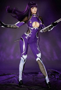 Taimanin Asagi Rinko Akiyama Cosplay Costume Bodysuit with Arm Bracers and Gloves