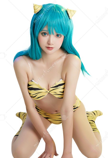 Anime Costume de Cosplay Lum Top Bikini Set avec Accessoires
