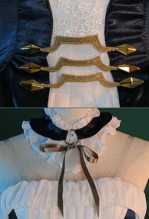 Vocal Cosplay Costume Dress and Sleeves with Hairpins and Thigh Socks