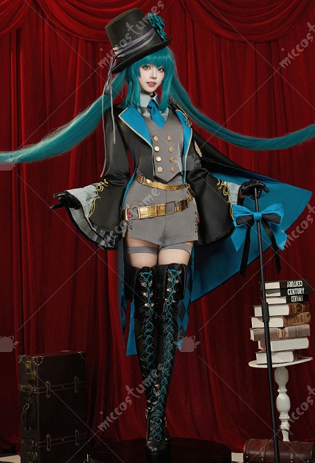 Vocal Disfraz de Cosplay Conjunto de Chaleco Camisa y Abrigo con Pantalón