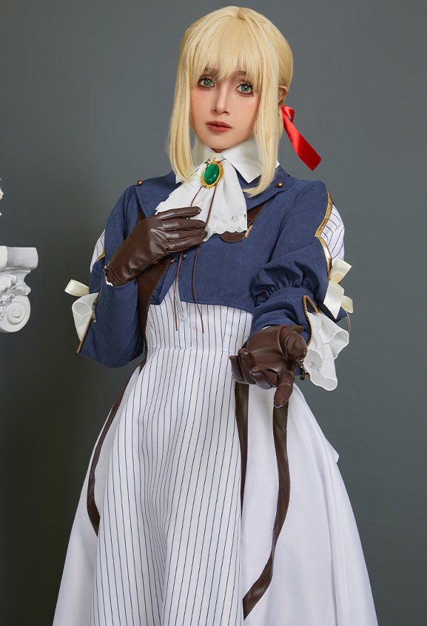 Violet Evergarden Cosplay Costume Lolita Dress and Jacket with Gloves and Socks