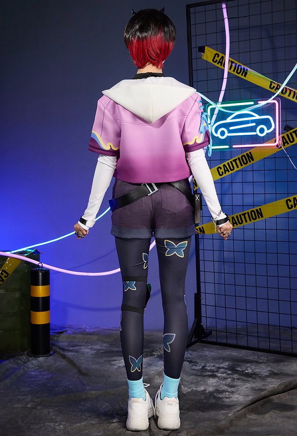 VALO Clove Cosplay Kostüm Top und Jacke mit Shorts Strumpfhosen